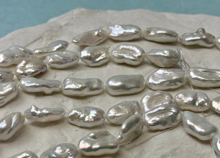 9-10x12-17 mm AAA Half Strand High Luster Natural White Keshi Nugget Freshwater Pearl Beads #P3711