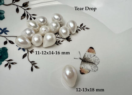 One Piece AAA 9.5-10x12-14 mm Top Quality High Luster Tear Drop Half Drilled Freshwater Pearl Genuine Natural White Freshwater Pearls #1638