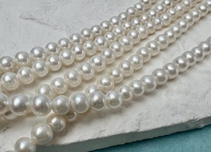 5.5-6 mm AAA Natural White Round Extra Shiny Large Hole Freshwater Pearl Hole Size 1.8mm 70 Beads #P3702