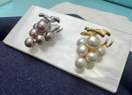 Natural White Mauve Pink Freshwater Pearl Grape Stud Cluster Earring .925 Sterling Silver Bridal Earrings #10047-N