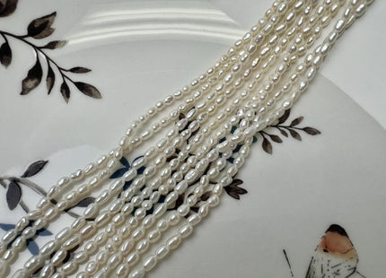 1.5-2x3 mm AA Natural White Rice Nugget Tiny Freshwater Seed Pearls #P3700