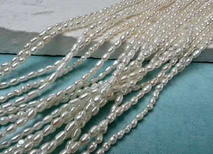 1.5-2x3 mm AA Natural White Rice Nugget Tiny Freshwater Seed Pearls #P3700