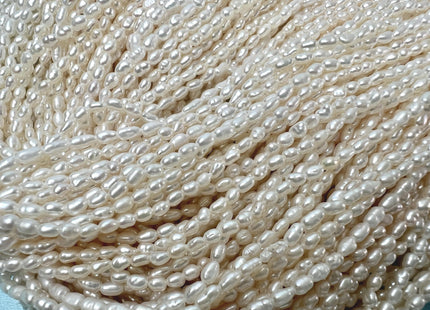 1.5-2x3 mm AA Natural White Rice Nugget Tiny Freshwater Seed Pearls #P3700