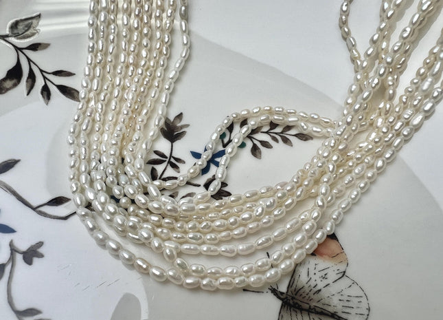 1.5-2x3 mm AA Natural White Rice Nugget Tiny Freshwater Seed Pearls #P3700