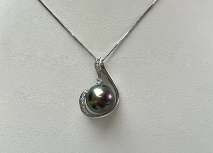 One Piece 925 Sterling Silver/Gold Pendant Setting Findings W/CZ For Half Drilled Pearls #10406