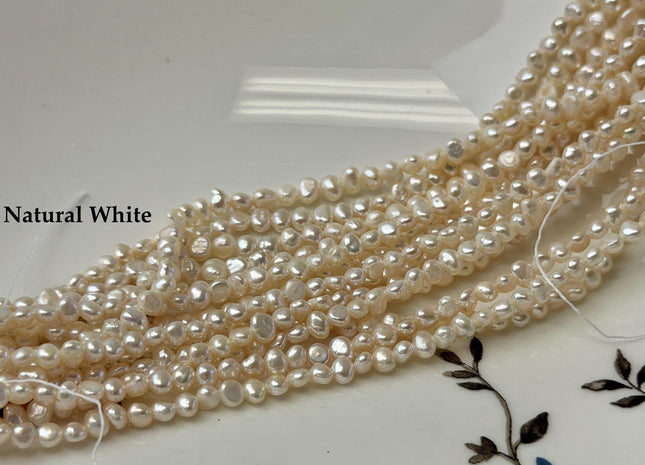 3x3.5 mm AA Natural White OR Pale Pink Nugget Tiny Freshwater Seed Pearl 14 Inch #P3735