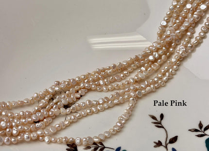 3x3.5 mm AA Natural White OR Pale Pink Nugget Tiny Freshwater Seed Pearl 14 Inch #P3735