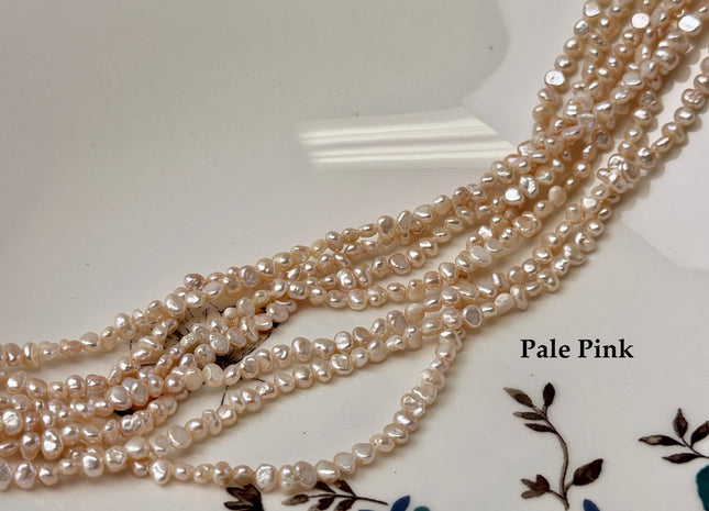 3x3.5 mm AA Natural White OR Pale Pink Nugget Tiny Freshwater Seed Pearl 14 Inch #P3735