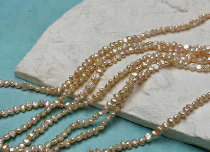 3x3.5 mm AA Natural White OR Pale Pink Nugget Tiny Freshwater Seed Pearl 14 Inch #P3735