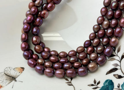 7x8 mm AA Dark Plum Pink Rice/Oval Freshwater Pearl #P3736
