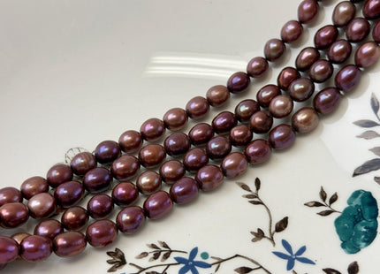 7x8 mm AA Dark Plum Pink Rice/Oval Freshwater Pearl #P3736