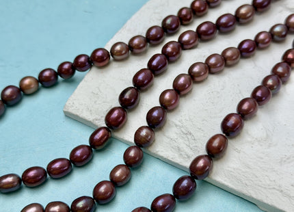 7x8 mm AA Dark Plum Pink Rice/Oval Freshwater Pearl #P3736