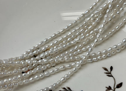 3x4-5 mm Natural White Small Baby Keshi Baroque Freshwater Pearls Tiny Keshi Pearl Beads 15 Inch Strand #P3604