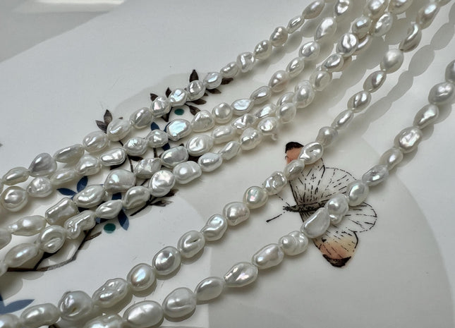 4.5-5x5-6 mm AA Natural White Keshi Rice Nugget Freshwater Pearl Genuine High Luster Keshi Pearl #P3598