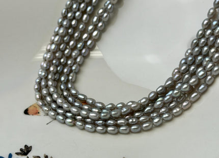 4x6-7 mm AA Gray Color W/Pink Luster Rice /Oval Freshwater Pearls #1705