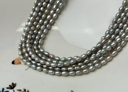 4x6-7 mm AA Gray Color W/Pink Luster Rice /Oval Freshwater Pearls #1705