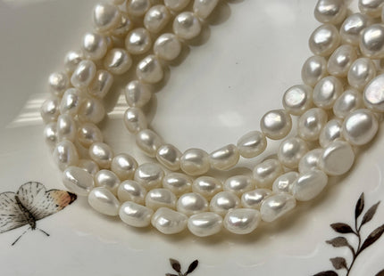 8 mm AAA Natural White High Luster Nugget Freshwater Pearl Beads #P3730