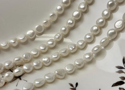 8 mm AAA Natural White High Luster Nugget Freshwater Pearl Beads #P3730