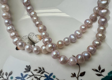 18/20/22/24/26 Inches Hand Knotted 8-9mm Natural Pink Freshwater Potato Pearl Necklace W/ Sterling Silver Clasp #P3701