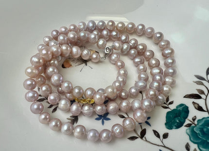 18/20/22/24/26 Inches Hand Knotted 8-9mm Natural Pink Freshwater Potato Pearl Necklace W/ Sterling Silver Clasp #P3701