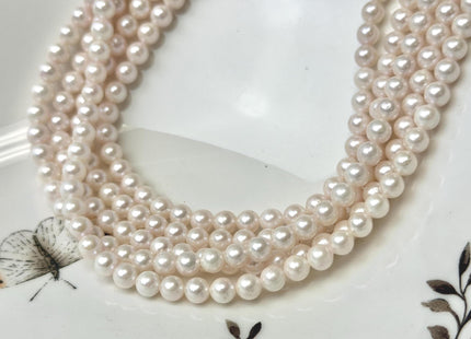 5-6 mm AA Natural White Round Saltwater Pearls Genuine Natural High Luster White Bridal Pearls #P3609
