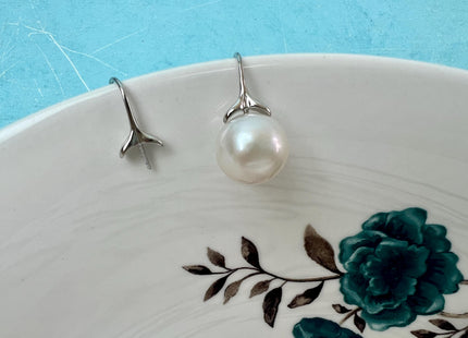One Pair 925 Sterling Silver Or Gold Simple Hook Earring Setting 925 Sterling Silver Hook Findings For Half Drilled Pearls #10348-M