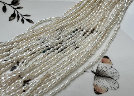 1.5-2x3 mm AA Natural White Rice Nugget Tiny Freshwater Seed Pearls #P3700