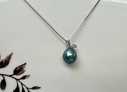 One Piece 925 Sterling Silver/Gold Apple Leaf Pendant Setting Findings For Half Drilled Pearls #10411