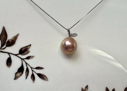 One Piece 925 Sterling Silver/Gold Apple Leaf Pendant Setting Findings For Half Drilled Pearls #10411