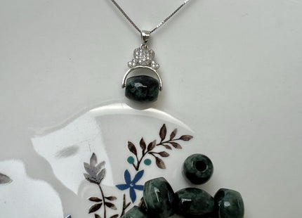 Two Pieces 9x11 mm Natural Color Large Hole Smooth Barrel Shape Burmese Jade Beads 3.0mm Hole #4864