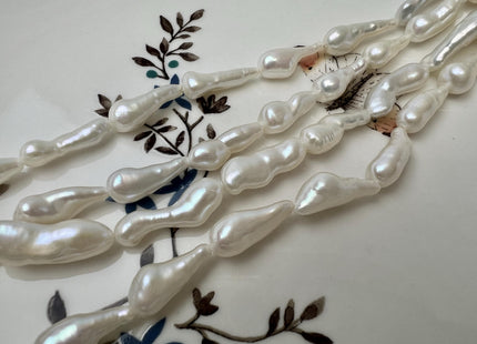 6-7x15-20 mm AAAA Natural White Long Keshi Nugget Freshwater Pearl Beads Super High Luster Pearl #P3733