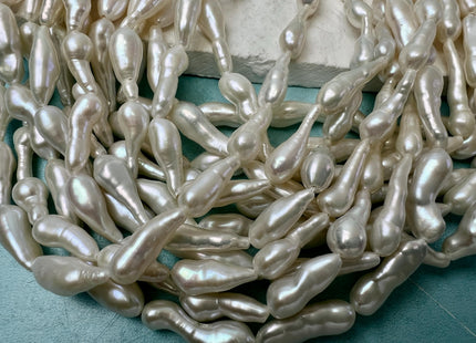 6-7x15-20 mm AAAA Natural White Long Keshi Nugget Freshwater Pearl Beads Super High Luster Pearl #P3733