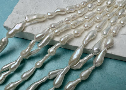 6-7x15-20 mm AAAA Natural White Long Keshi Nugget Freshwater Pearl Beads Super High Luster Pearl #P3733