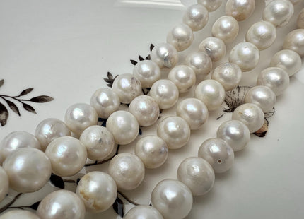 10-11 mm Natural White Round Edison Freshwater Pearl Beads C Grade #P3732