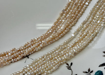 3x3.5 mm AA Natural White OR Pale Pink Nugget Tiny Freshwater Seed Pearl 14 Inch #P3735