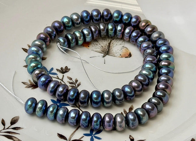 9 mm AAA High Luster Rainbow Peacock Round Button Freshwater Pearl Pearls High Luster Peacock #P3744