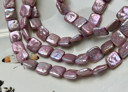11 mm AA Very Rare Lavender Purple Color Square Coin Freshwater Pearls #P3738