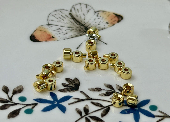 5 Pieces 3 mm 14K Gold Silver/Gold Filled Brass Crimp Beads for DIY Jewelry #10414