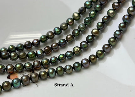 6-7 mm Dark Forest Green Color Potato Freshwater Pearl Beads #P3737