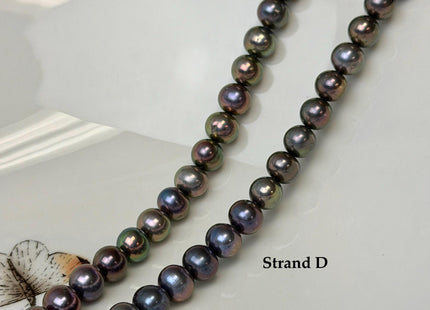 6-7 mm AA Peacock Color Off Round Freshwater Pearl Beads #P3739