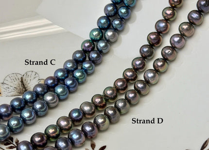 6-7 mm AA Peacock Color Off Round Freshwater Pearl Beads #P3739
