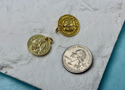 Mexican 50 Peso Centenario Oxidized Coin Charms for Necklace Jewelry Making, 18K Gold Filled Charm Medallion Pendant #CR0116