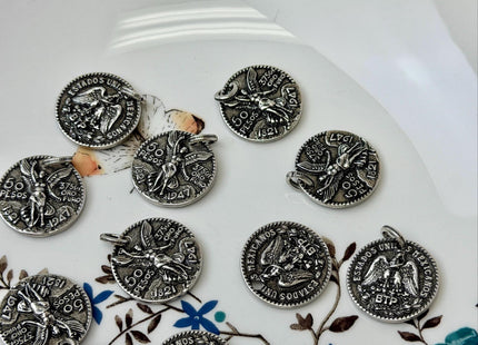 Mexican 50 Peso Centenario Oxidized Coin Charms for Necklace Jewelry Making, 18K Gold Filled Charm Medallion Pendant #CR0116