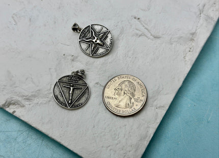 Occult Pentagram Baphomet Charm for Necklace Jewelry Making, 18K Gold Filled Charm Pendant, Antique Charm, One Piece #CR0106