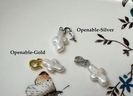 Small Freshwater Pearl Cross Charm for Necklace Minimalist Jewelry One Piece #CR0117