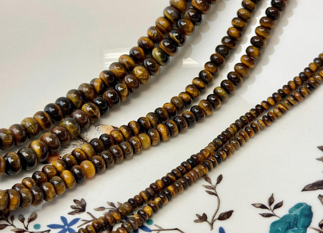 2x4mm 4x6mm 5x8mm Smooth Rondelle Tiger Eye Gemstone Beads 15 Inches Strand #4896