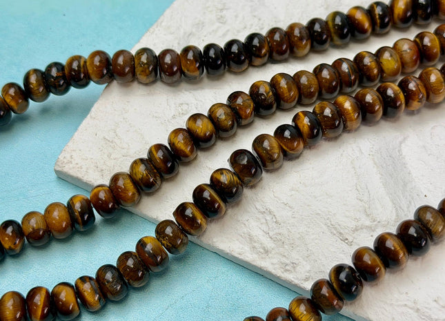 2x4mm 4x6mm 5x8mm Smooth Rondelle Tiger Eye Gemstone Beads 15 Inches Strand #4896