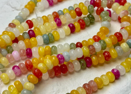 5x8mm Smooth Rondelle Shape Multi Color Dyed Jade Beads 14.5 Inches Strand #4898