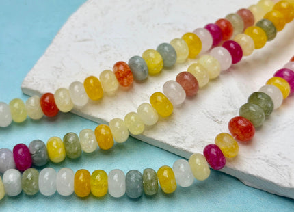 5x8mm Smooth Rondelle Shape Multi Color Dyed Jade Beads 14.5 Inches Strand #4898