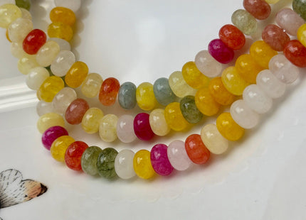 5x8mm Smooth Rondelle Shape Multi Color Dyed Jade Beads 14.5 Inches Strand #4898